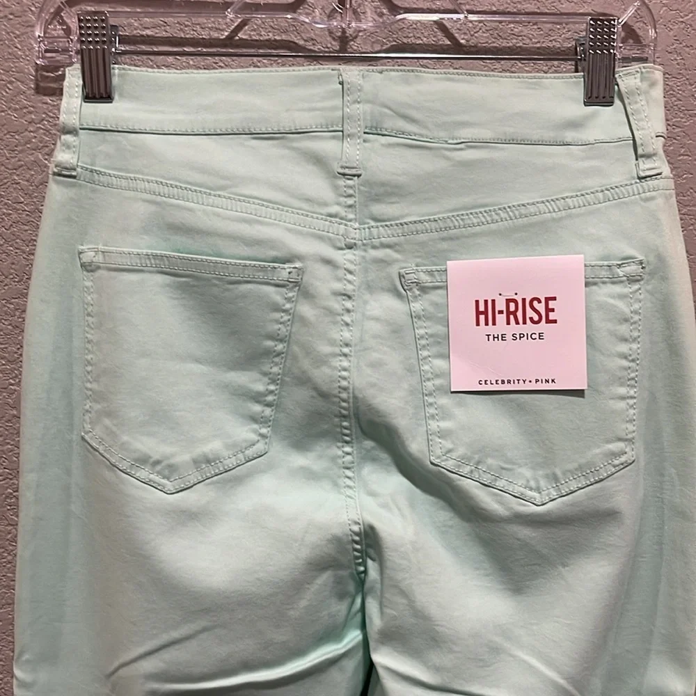 Celebrity pink pastel green jeans